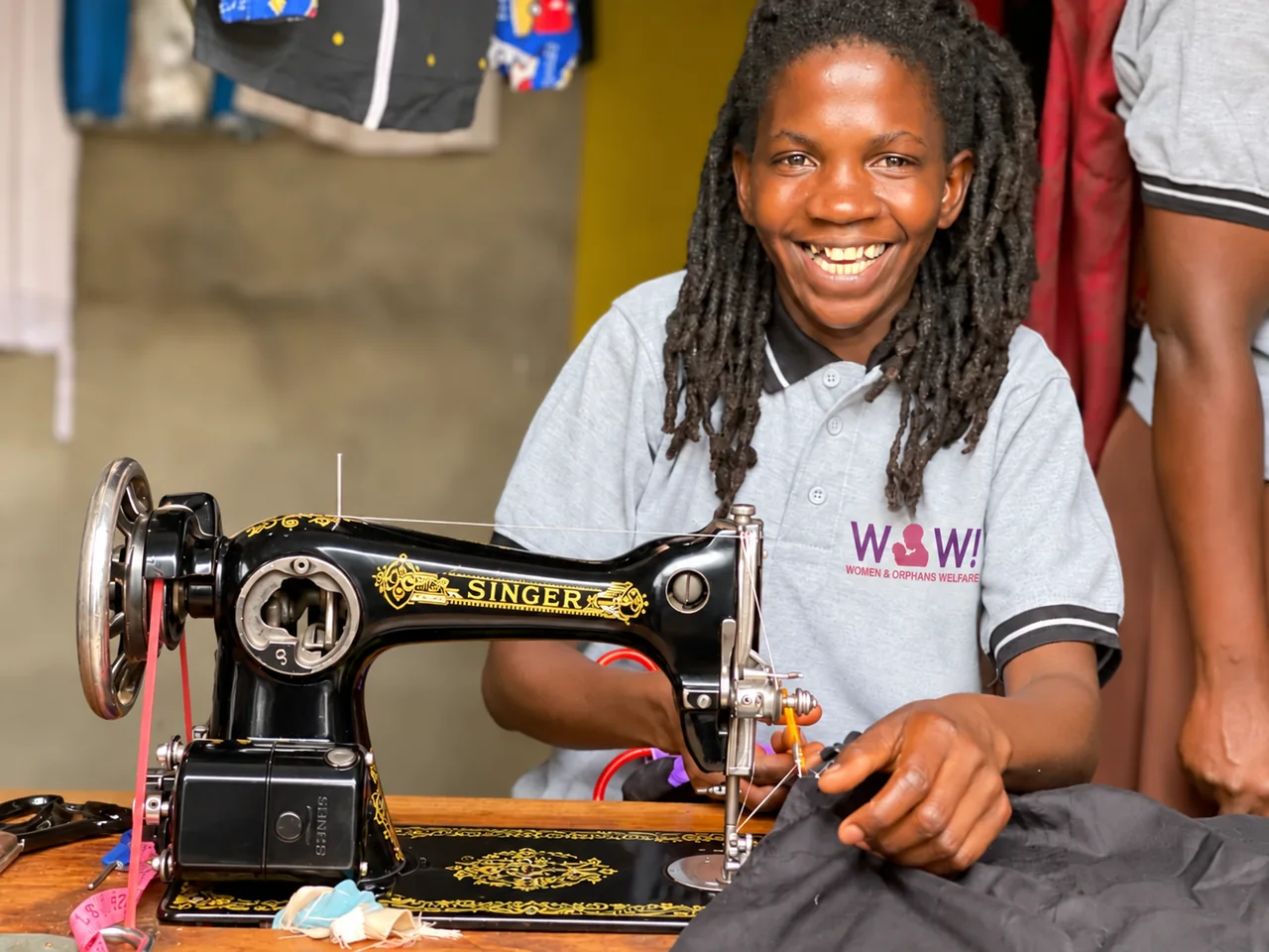 Woman working at a sewing machine